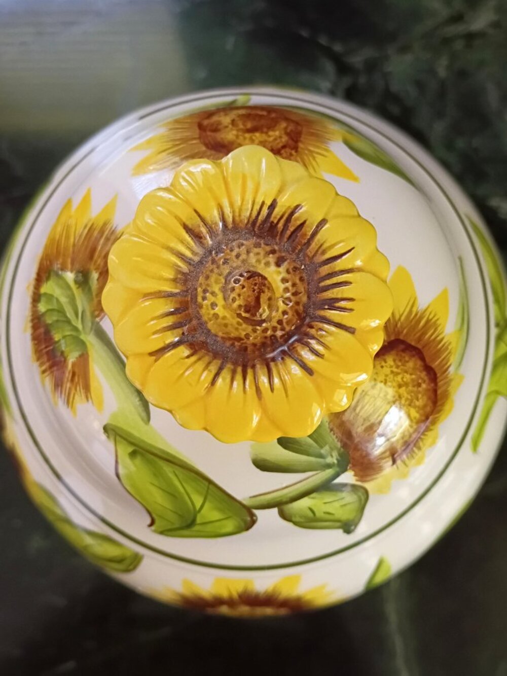 Nonni's Tuscan Large Sunflower Hand painted Ceramic Biscotti Cookie Jars Set - Picture 7 of 11